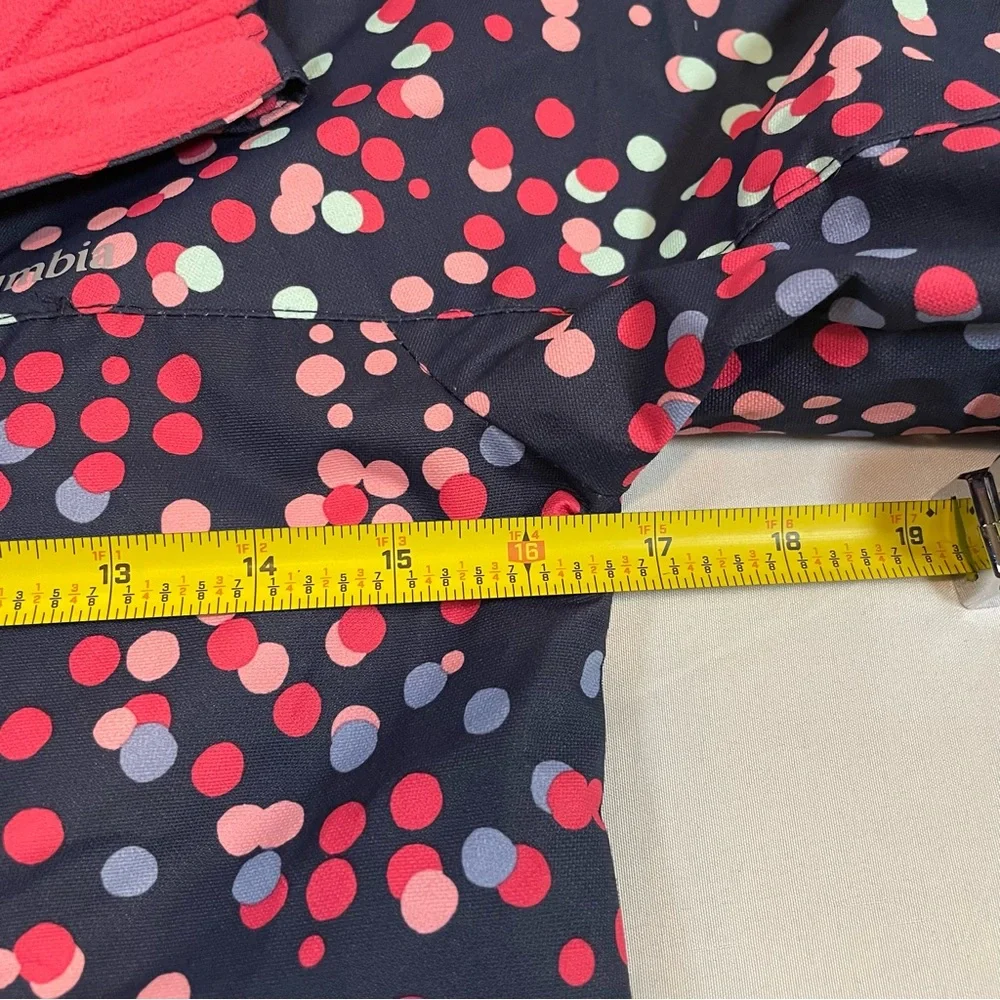 Columbia Girls Interchange Jacket S 7/8 Navy Pink Polka Dot Omni-Heat‎ XG0087